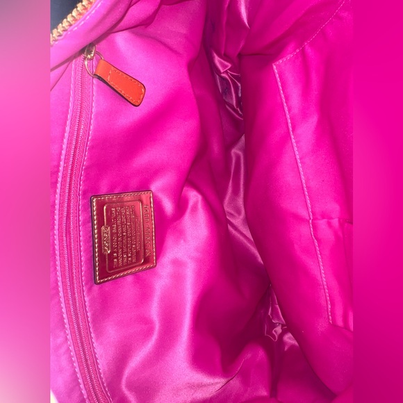 COACH OP ART POPPY GLAM ORANGE PINK TOTE BAG  shoulder - Picture 3 of 3